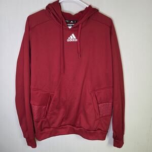 Adidas Red Hoodie Athletic Sweatshirt With Center Pocket Size Medium